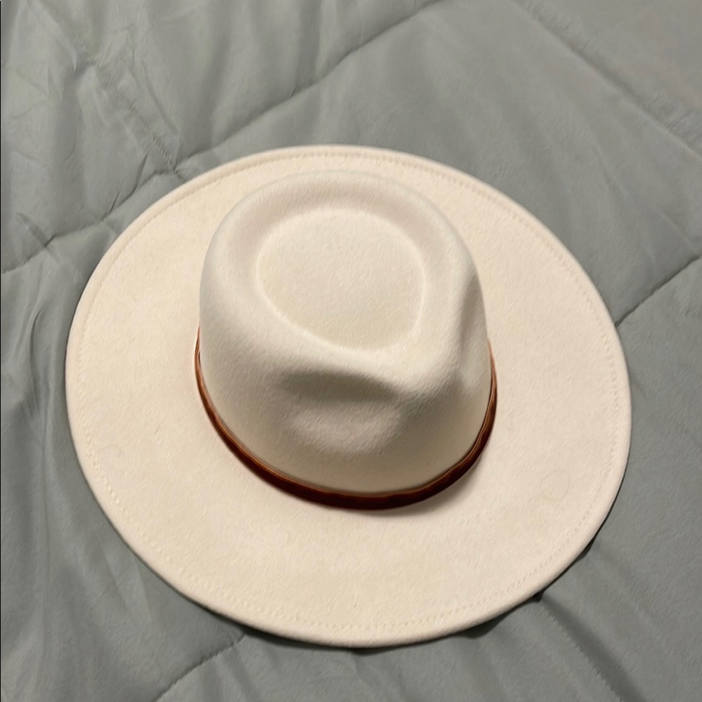 Elegant Cream Hat with Tan Band